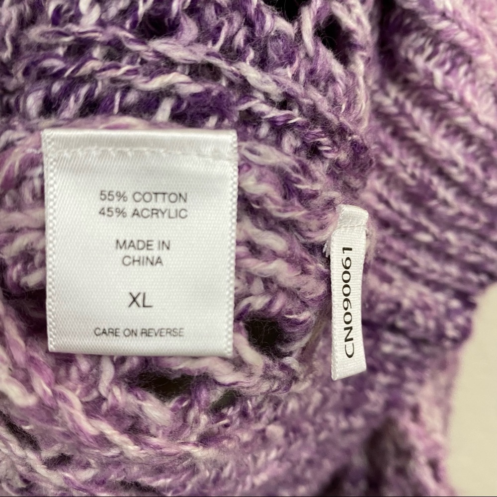 NEW YORK COMPANY NYC Purple Ombre Sweater XL Open Knit Eyelet Lightweight F83 - Picture 5 of 9